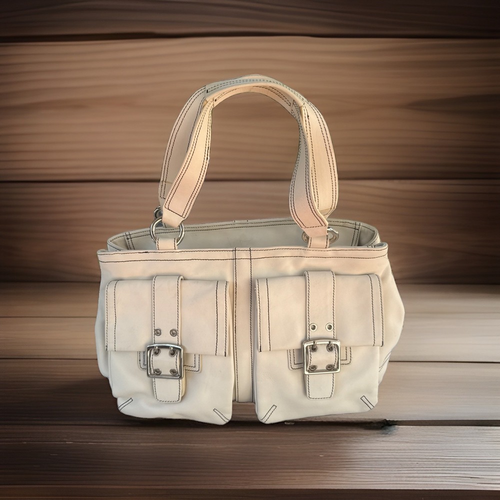 Wilson's Leather Shoulder Bag Women's Soho Purse Double Pocket Off White Y2K